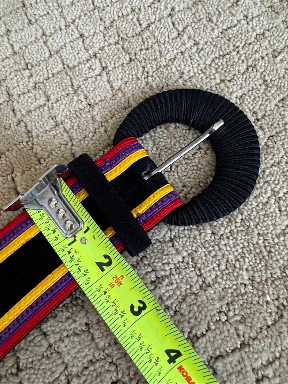 Vintage Yves Saint Laurent Wide Striped Suede Statement Belt YSL Small